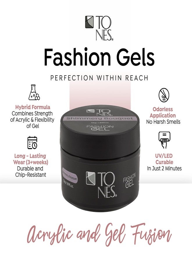 TONES Fashion Gel - Premium, Long-Lasting LED or UV Poly Nail Gel - 7-Free - Quick-Curing Nail Art and Nail Design Overlay or Nail Sculpting - (1.89 Oz, Shimmery Bouquet) - Image 2